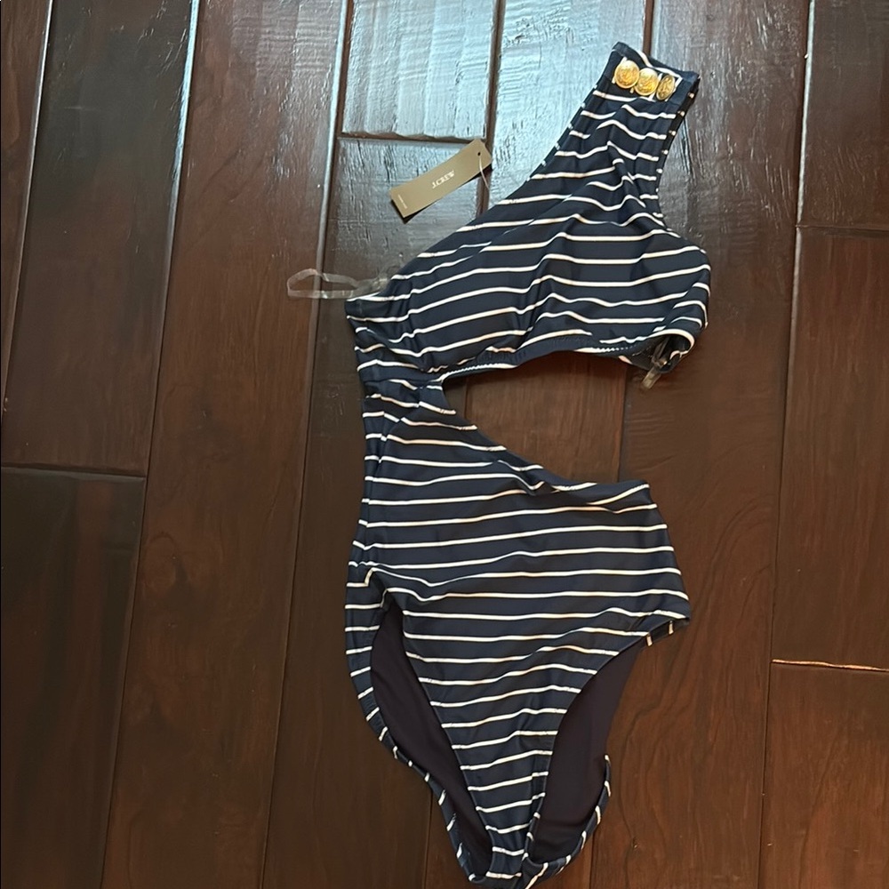 Striped One-Shoulder Swimsuit